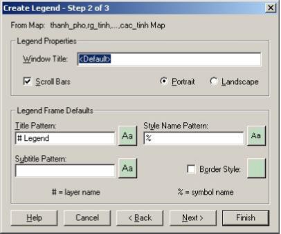 Hộp thoại Create Legend - Step 2 of 3, tạo chú giải bước 2.