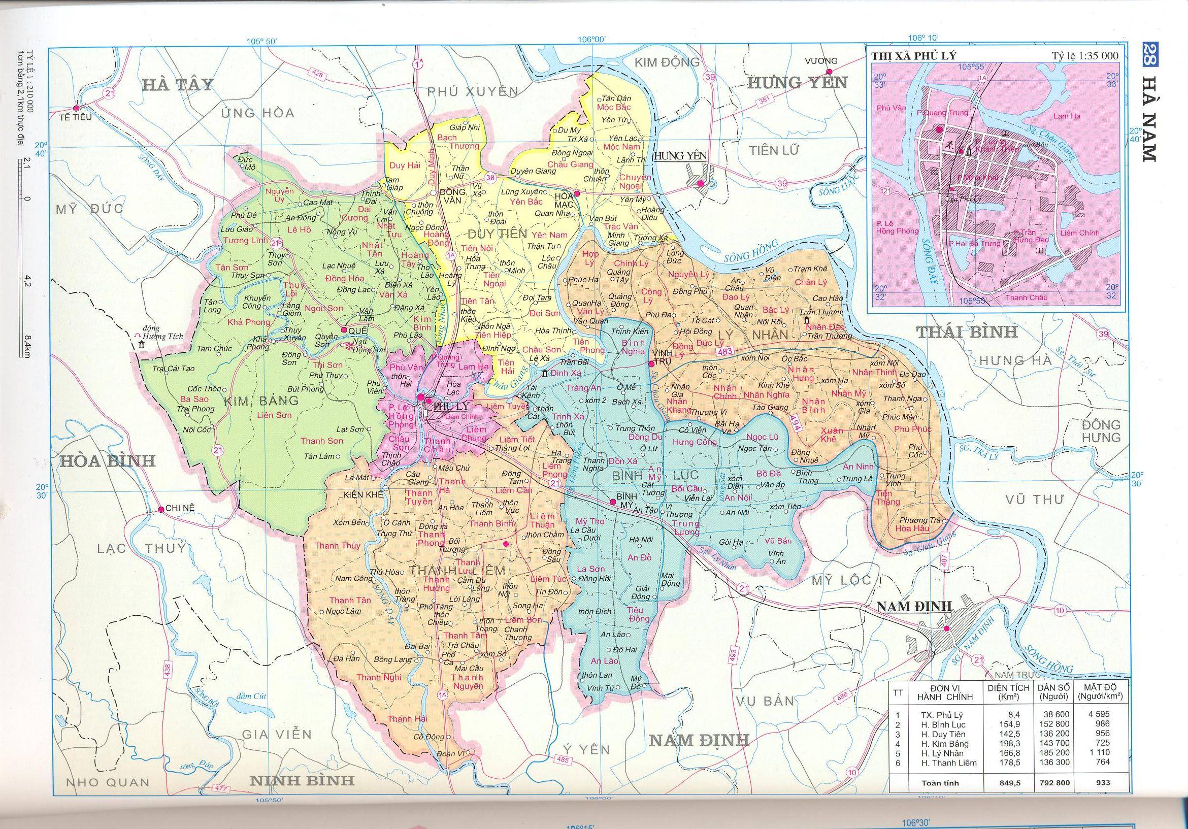Bản đồ hành chính tỉnh Hà Nam