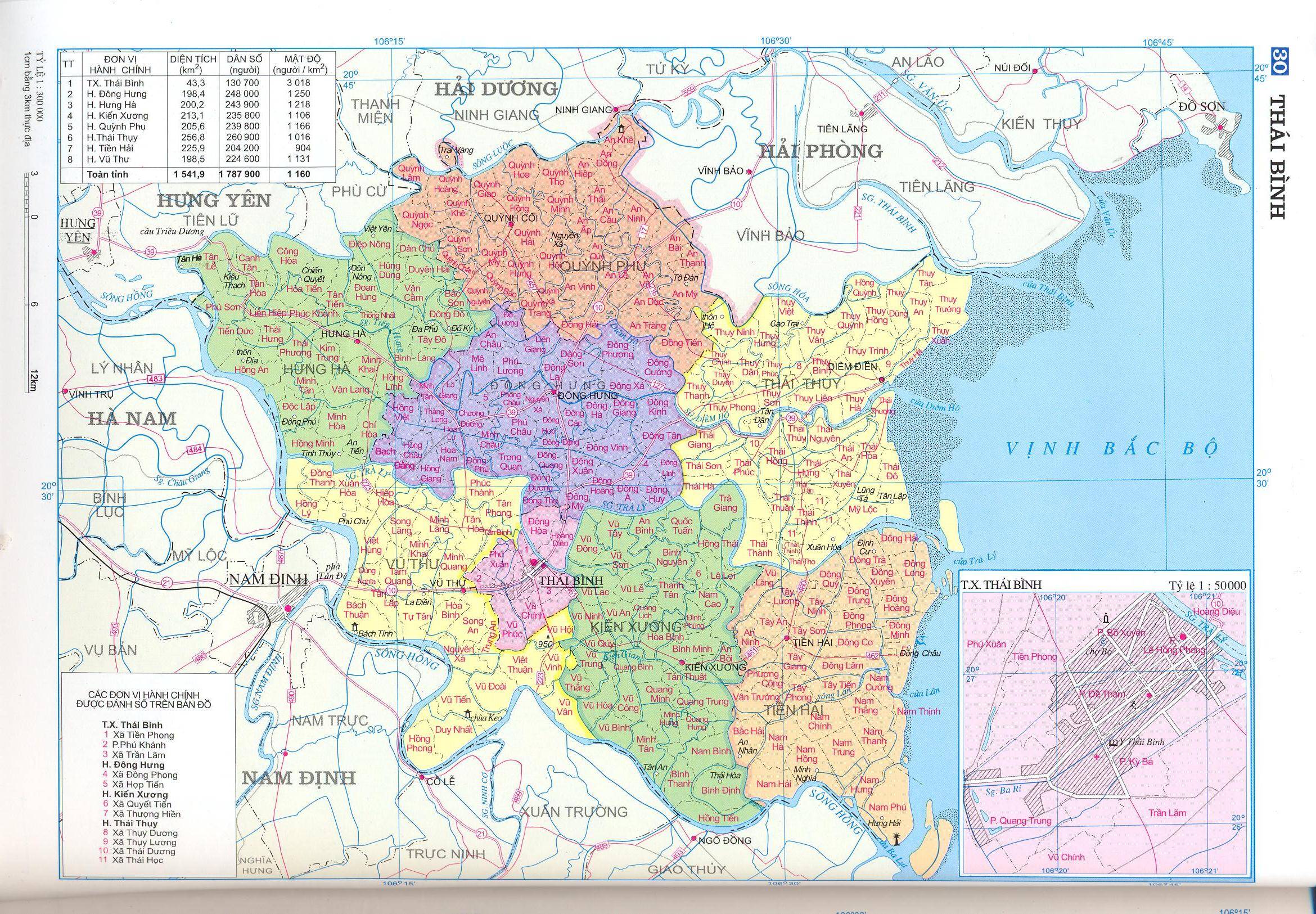 Bản đồ hành chính tỉnh Thái Bình