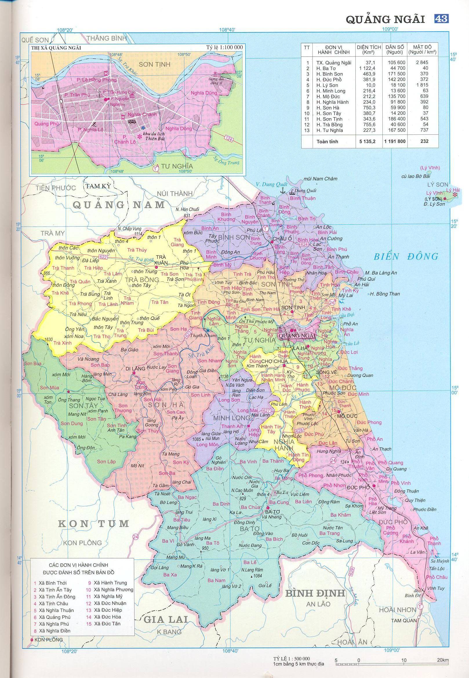 Bản đồ hành chính tỉnh Quảng Ngãi
