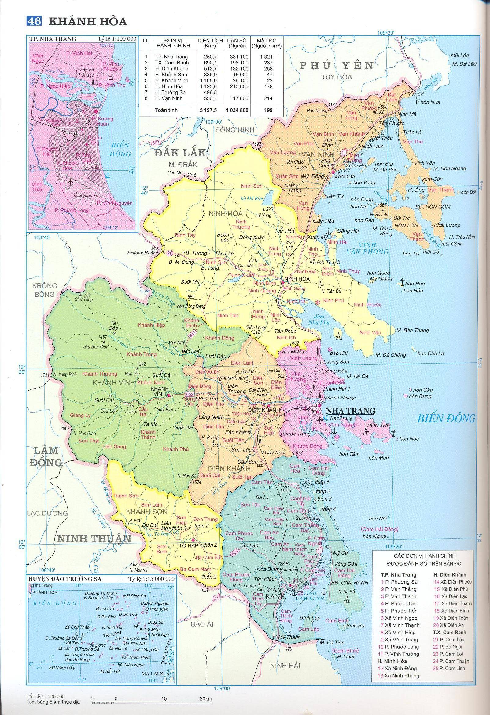 Bản đồ hành chính tỉnh Khánh Hoà