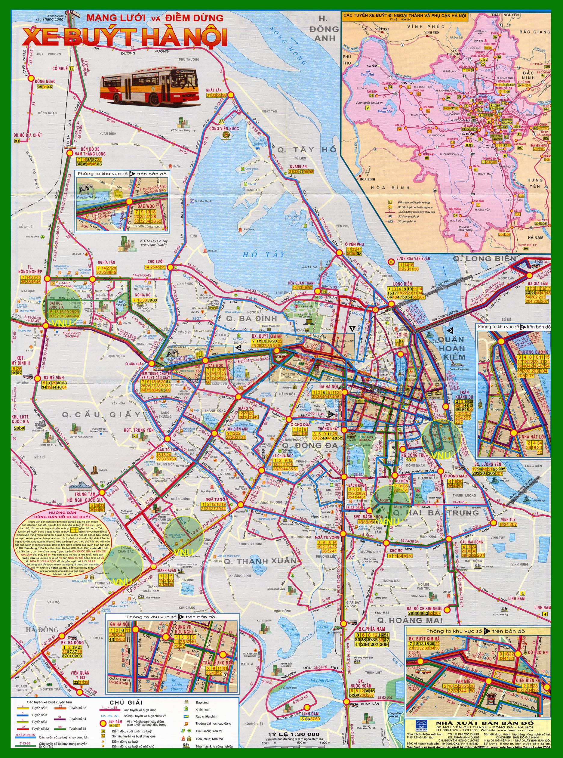 Bản đồ các tuyến xe buýt thành phố Hà Nội 