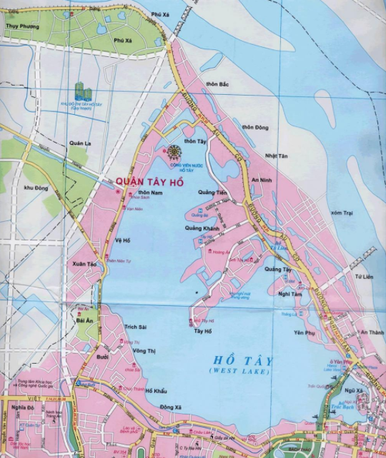Bản đồ du lịch Hà Nội - Quận Tây Hồ