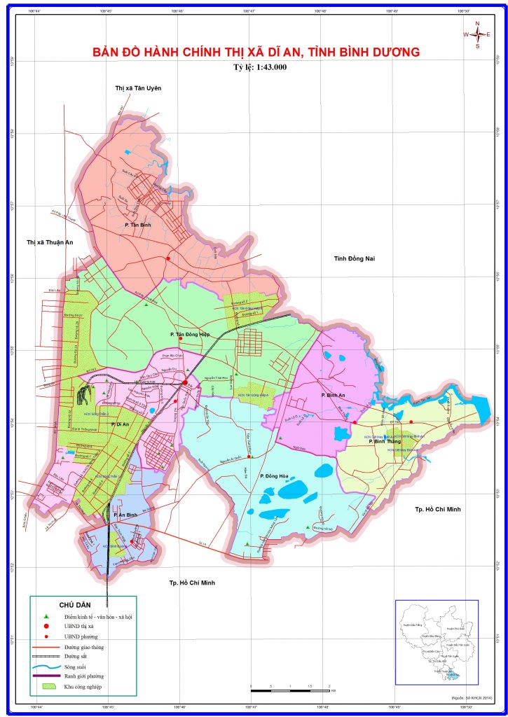 Bản đồ hành chính thị xã Dĩ An