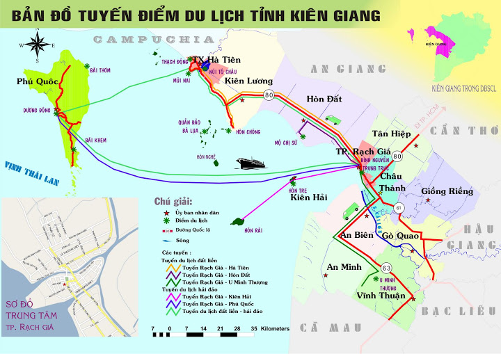 Bản đồ du lịch Việt Nam cập nhật 2024 sẽ cho bạn những trải nghiệm tuyệt vời khi khám phá Kiên Giang. Từ những rặng dừa tuyệt đẹp ở Phú Quốc, đến những trang trại trái cây bình dị của Hòn Đất, bạn sẽ được trải nghiệm tất cả những gì tuyệt vời nhất của đất nước.