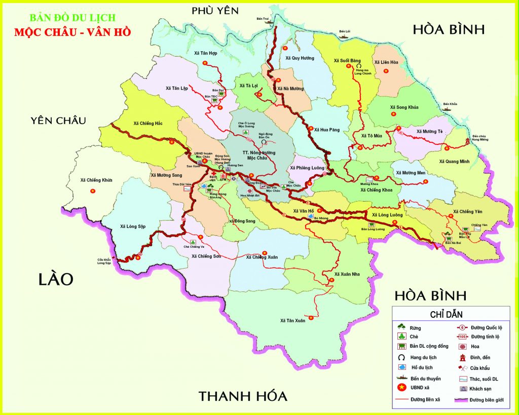 Bản đồ du lịch Sơn La - Mộc Châu