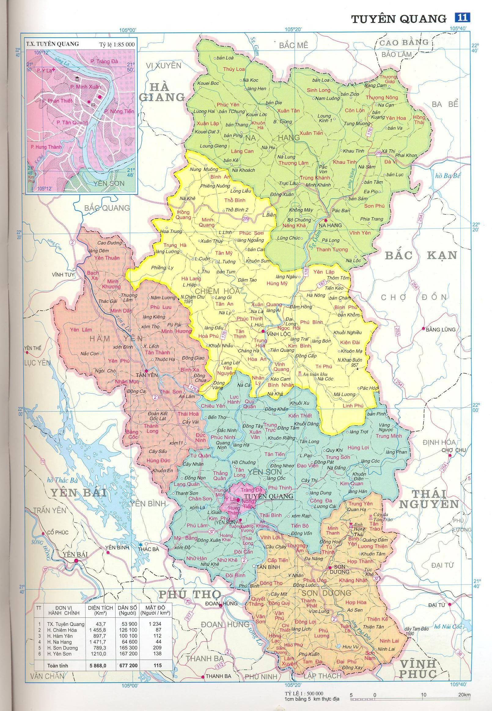Bản đồ hành chính tỉnh Tuyên Quang