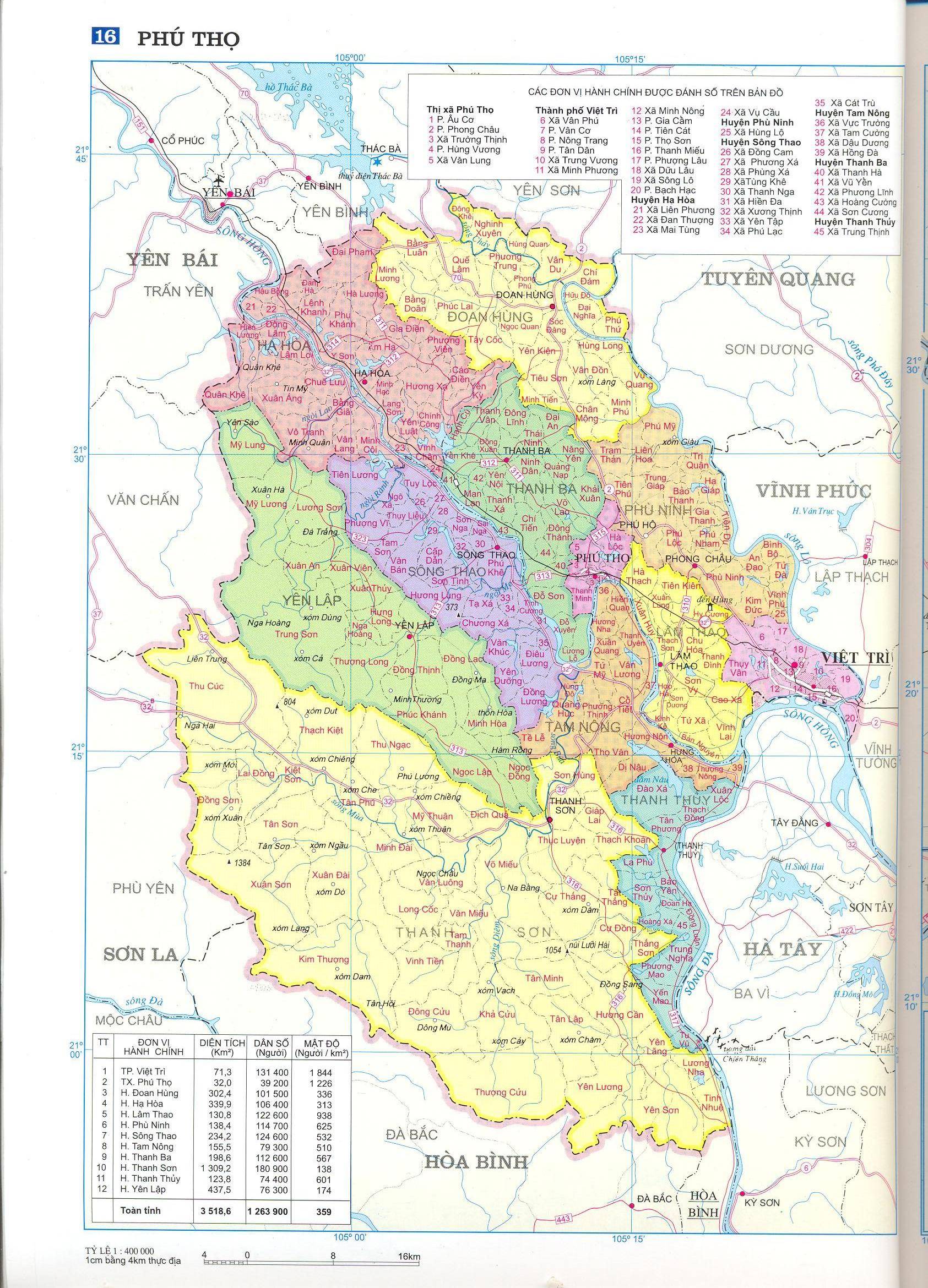 Bản đồ hành chính tỉnh Phú Thọ