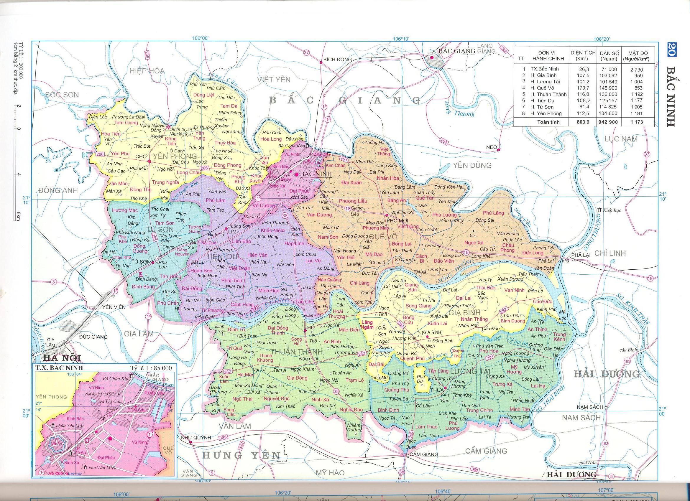 Bản đồ hành chính tỉnh Bắc Ninh