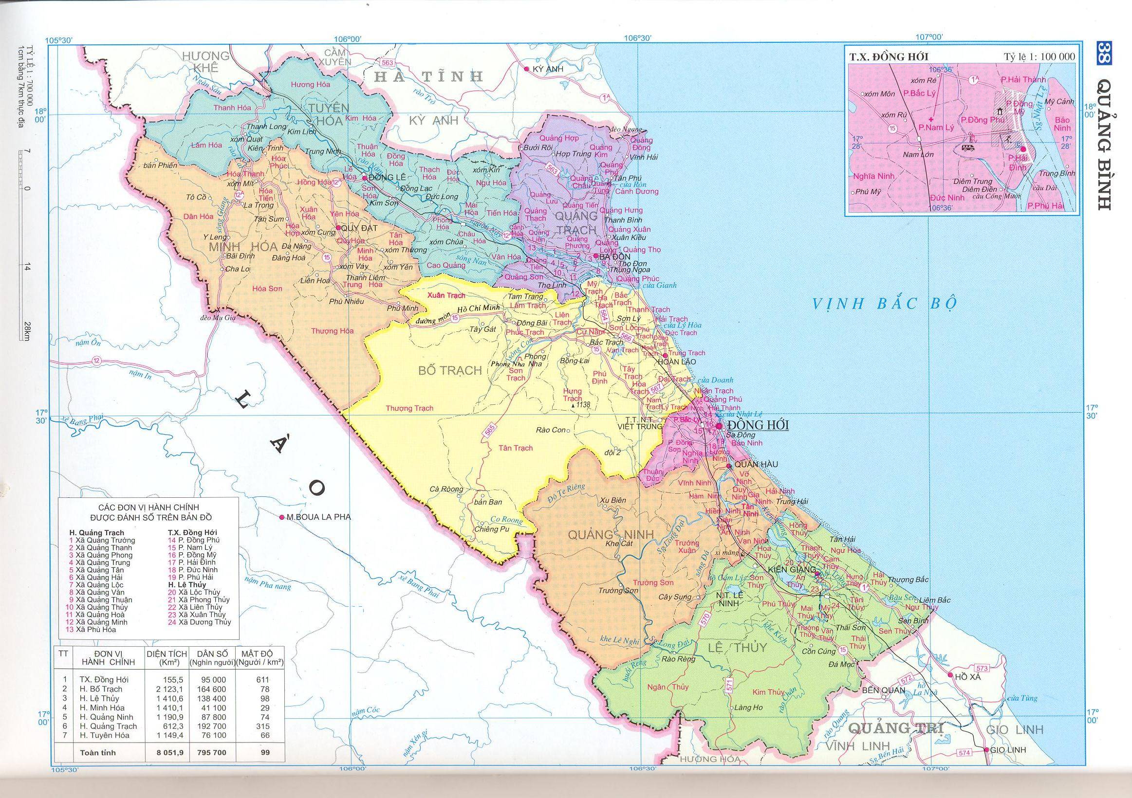 Bản đồ hành chính tỉnh Quảng Bình