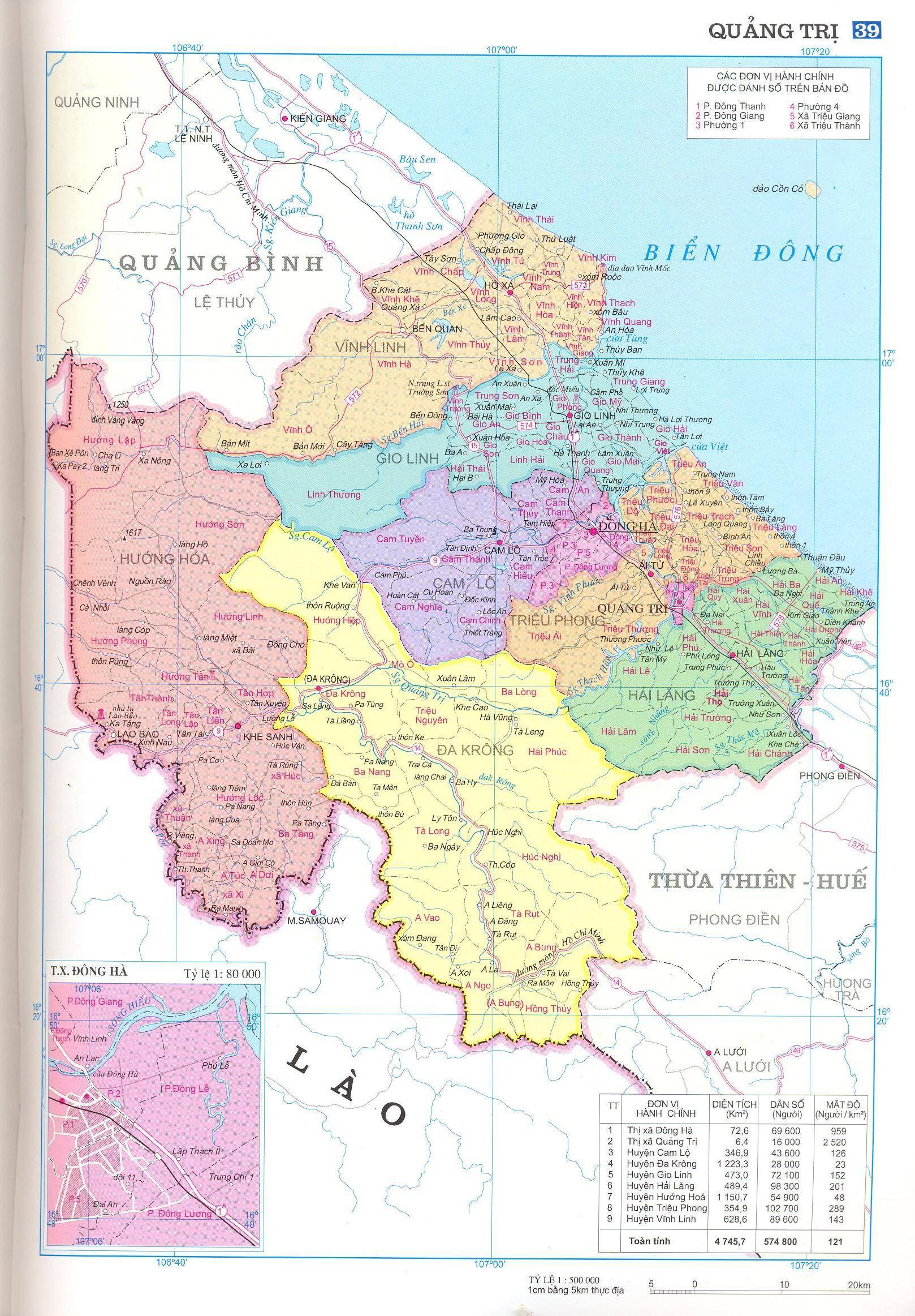 Bản đồ hành chính tỉnh Quảng Trị