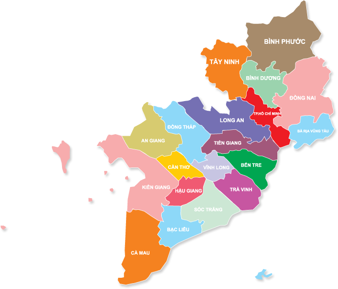 Bản đồ các tỉnh miền Nam Việt Nam
