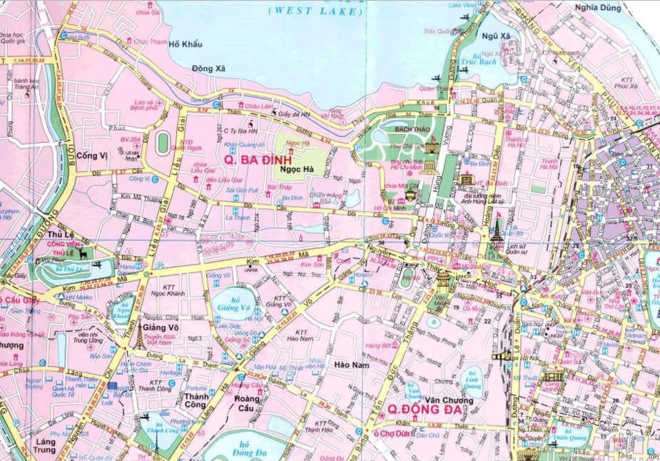 Bản đồ du lịch Hà Nội - Quận Ba Đình