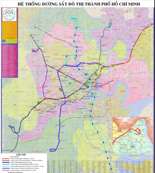 Bản đồ quy hoạch hệ thống đường sắt đô thị TP. Hồ Chí Minh