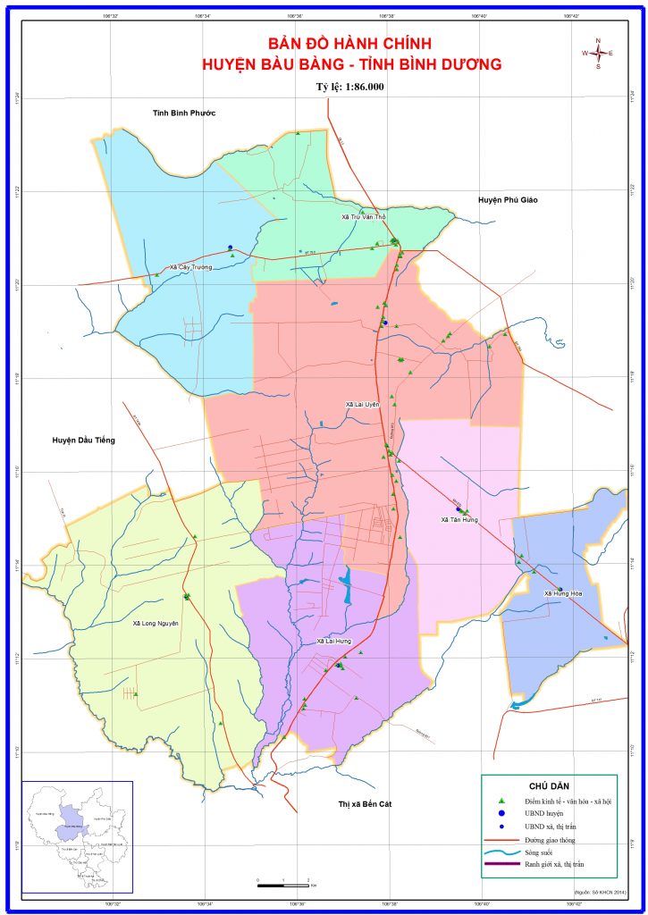 Bản đồ hành chính huyện Bàu Bàng