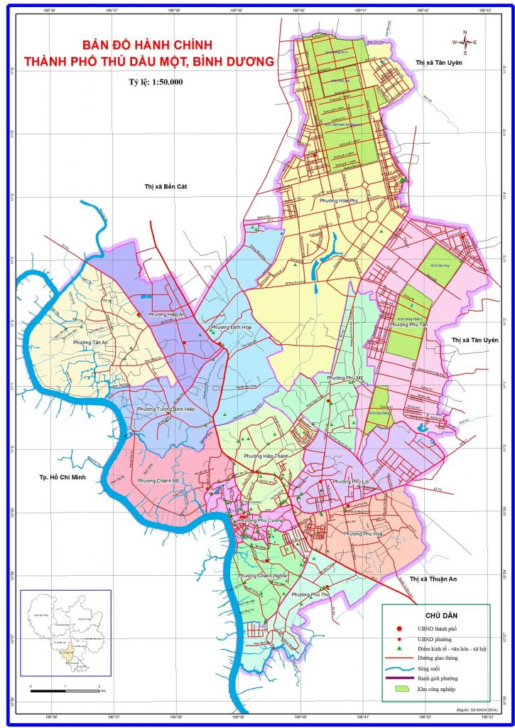 Bản đồ hành chính thành phố Thủ Dầu Một